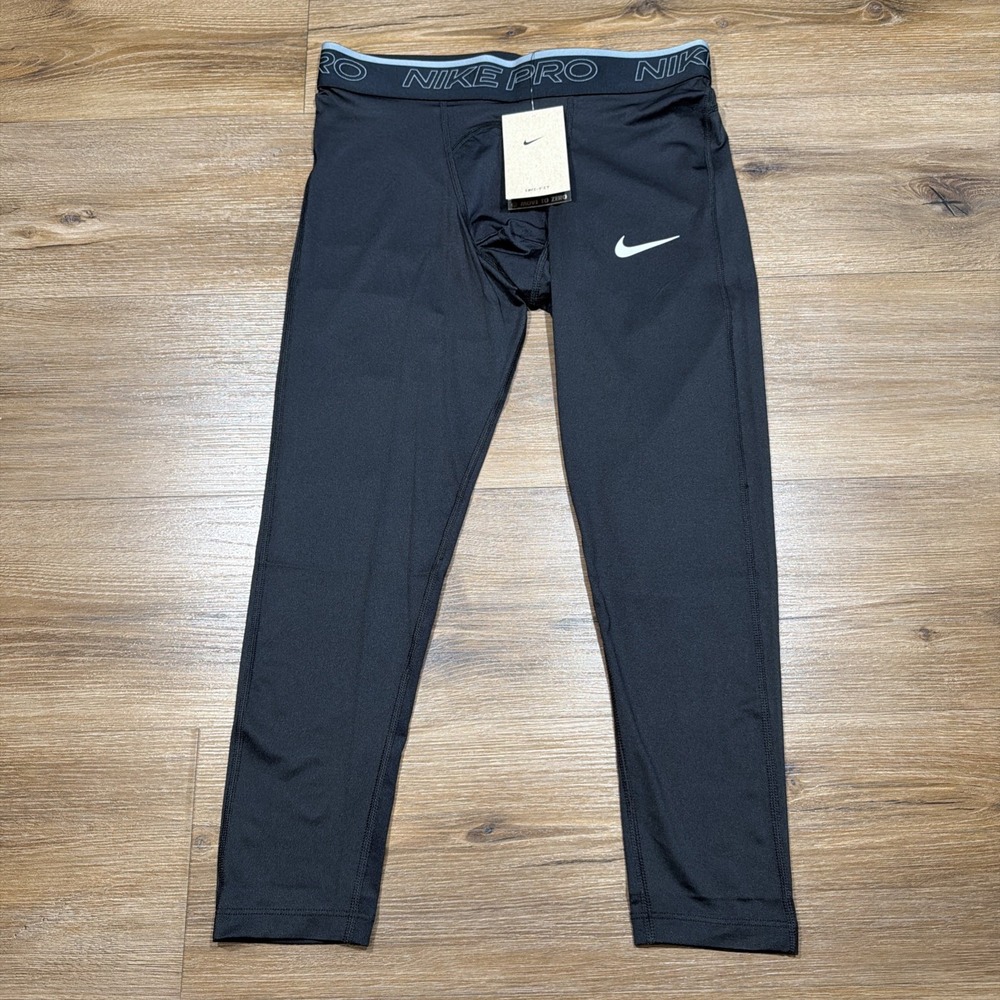 NEW NIKE PRO MEN'S Size MEDIUM 3/4-LENGTH TRAINING TIGHT / DH4780-010 BLACK